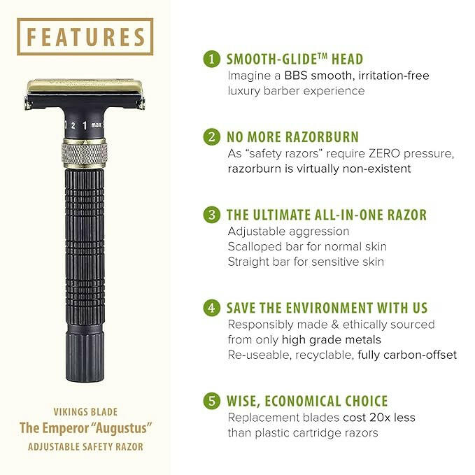 Adjustable Double Edge Safety Razor by Vikings Blade